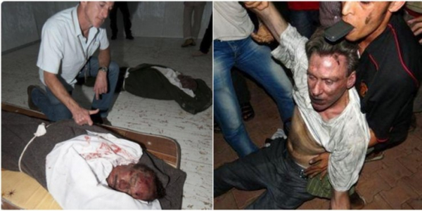 1- посол США Крис Стивенс позирует с телом Каддафи
2- ливийцы..0
