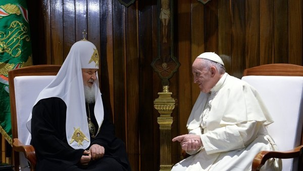 Первая в истории встреча Патриарха Московского и Папы Римского...0