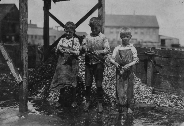 Разделка рыбы детьми.

 Льюис Хайн был одним из первых фотографов,..0
