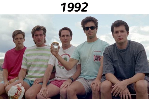 Течение времени наглядно: встреча друзей каждые 5 лет, 1982-2022..2