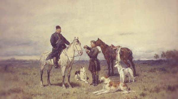 Выражение возникло в среде охотников и было основано на..0