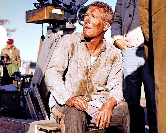 Пол Ньюман на съемках фильма 