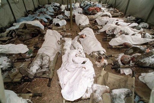 Тела погибших военнослужащих Федеральных войск в Моздоке ,..0