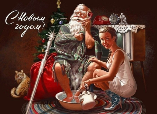 Юмористичный пин-ап в духе соцреализма

..7