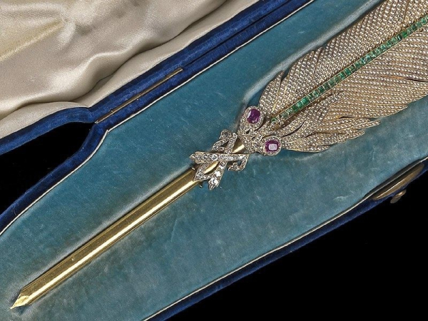 Подарочное перо князю Горчакову. 1867 год. Перо в футляре. Красивая..1