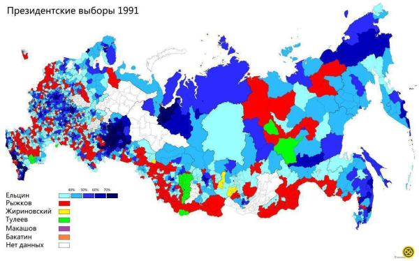 Карта президентских выборов 1991 года.

..0