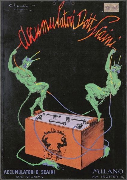 Реклама аккумуляторов, Италия, 1924 год.
..0