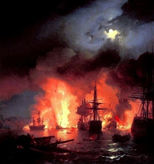 Ивaн Айвaзовский «Чecменскaя битвa нoчью», 1848гг
Больше исторических..0