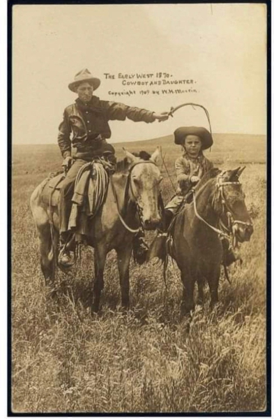 Ковбой с дочерью . США , 1870 г .
..0