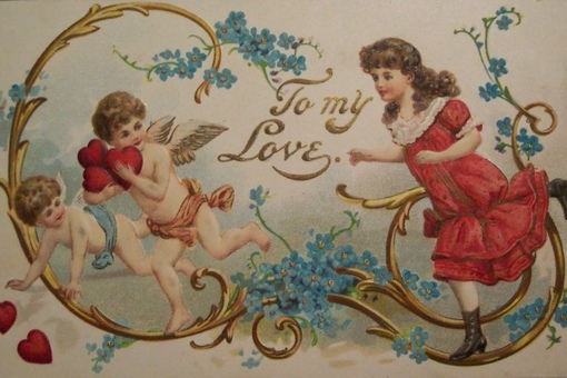 Ретро-открытки с Купидонами ко дню святого Валентина...0
