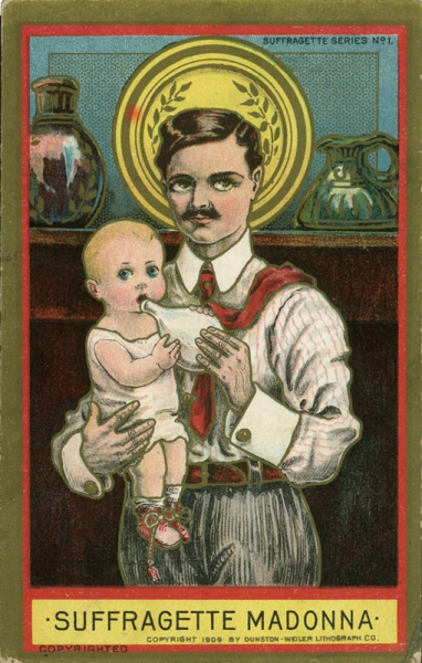 Открытка с карикатурой «Мадонна суфражисток», 1909..0