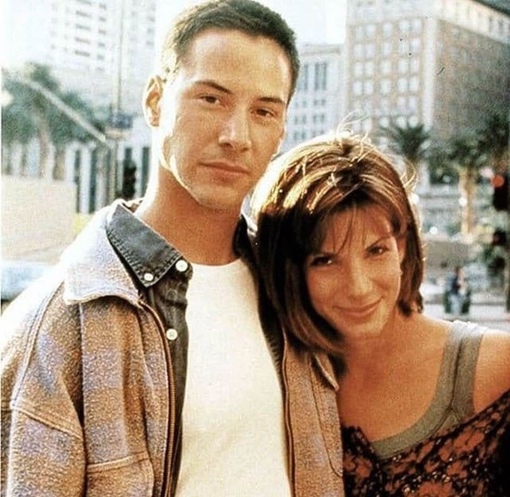 Keanu Reeves with Sandra Bullock on the set of Speed,..0