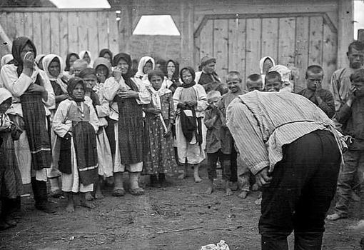 Мобилизация на войну в мордовском селе. Российская Империя,1914..1