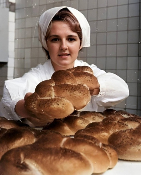 Молодая сотрудница комбината хлебобулочных и кондитерских..0