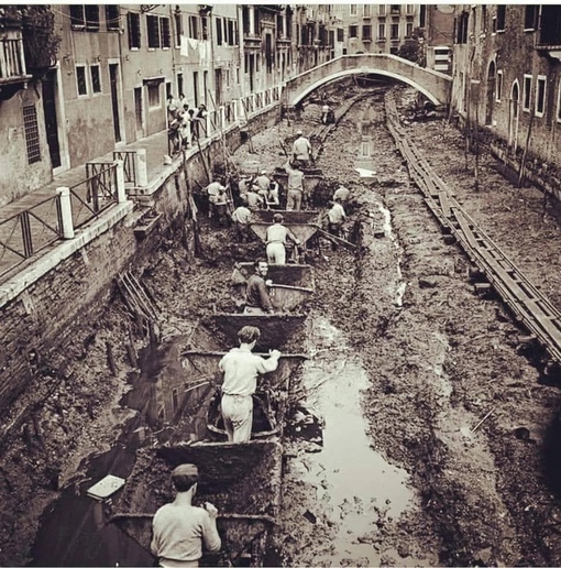 Осушение и очистка канала в Венеции, 1956..0