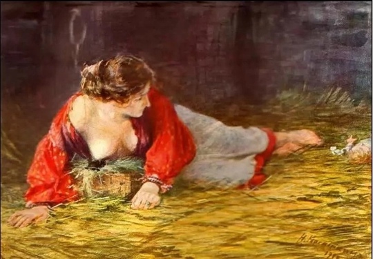 «Крепостная актриса в опале, кормящая грудью барского щенка»...0