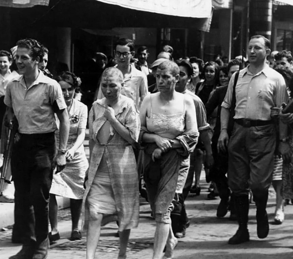 Во Франции, в 1944 году, женщин, подозреваемых в связи с немецкими..3