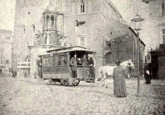 Конка на главной площади Кракова, Польша, 1875..0