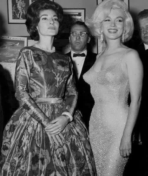 Мария Каллас и Мэрилин Монро на дне рождения Джона Кеннеди, 1962..0