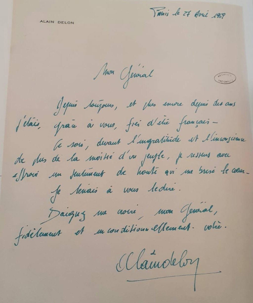 Письмо Алена Делона генералу Де Голлю, написанное за день до..0