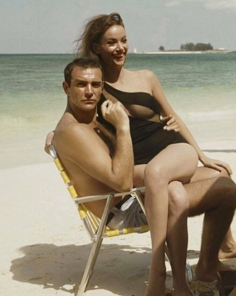 Шон Коннери и Клодин Ожье на съемках
