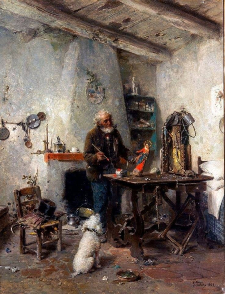 В мастерской. 
 
Gerolamo Induno..0