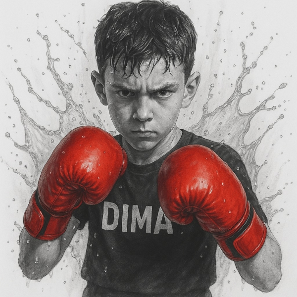 Портрет твоего сына в образе настоящего боксера, а не малыша. С..0