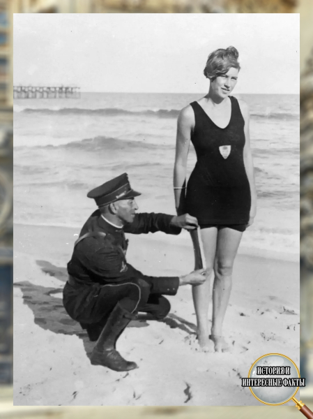 🏖 В 1920-х годах на американских пляжах длину купальника могли4